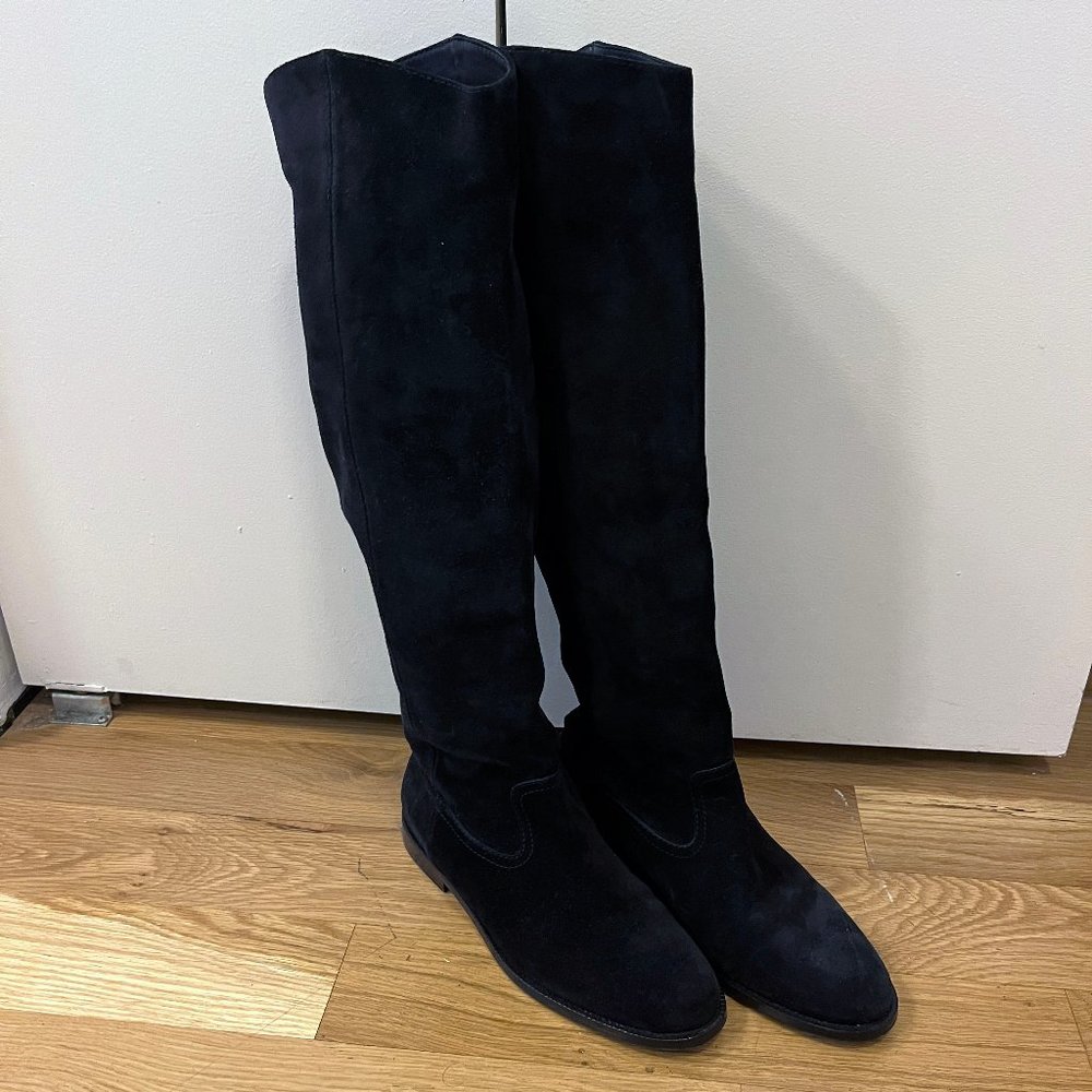 Jimmy Choo Bree Suede Flat Knee High Boots Black 36 1/2 36.5